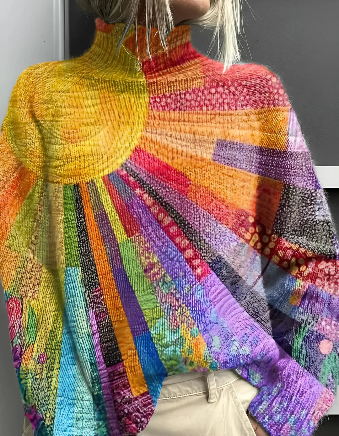 Alice™ - Cheerful Colorful Turtleneck Sweater