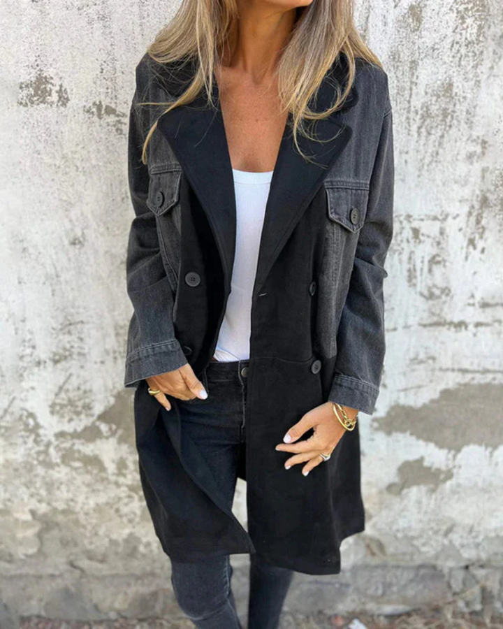 Astrid™ - Denim and Suede Coat