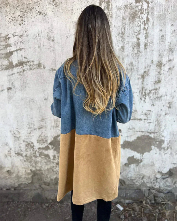 Astrid™ - Denim and Suede Coat